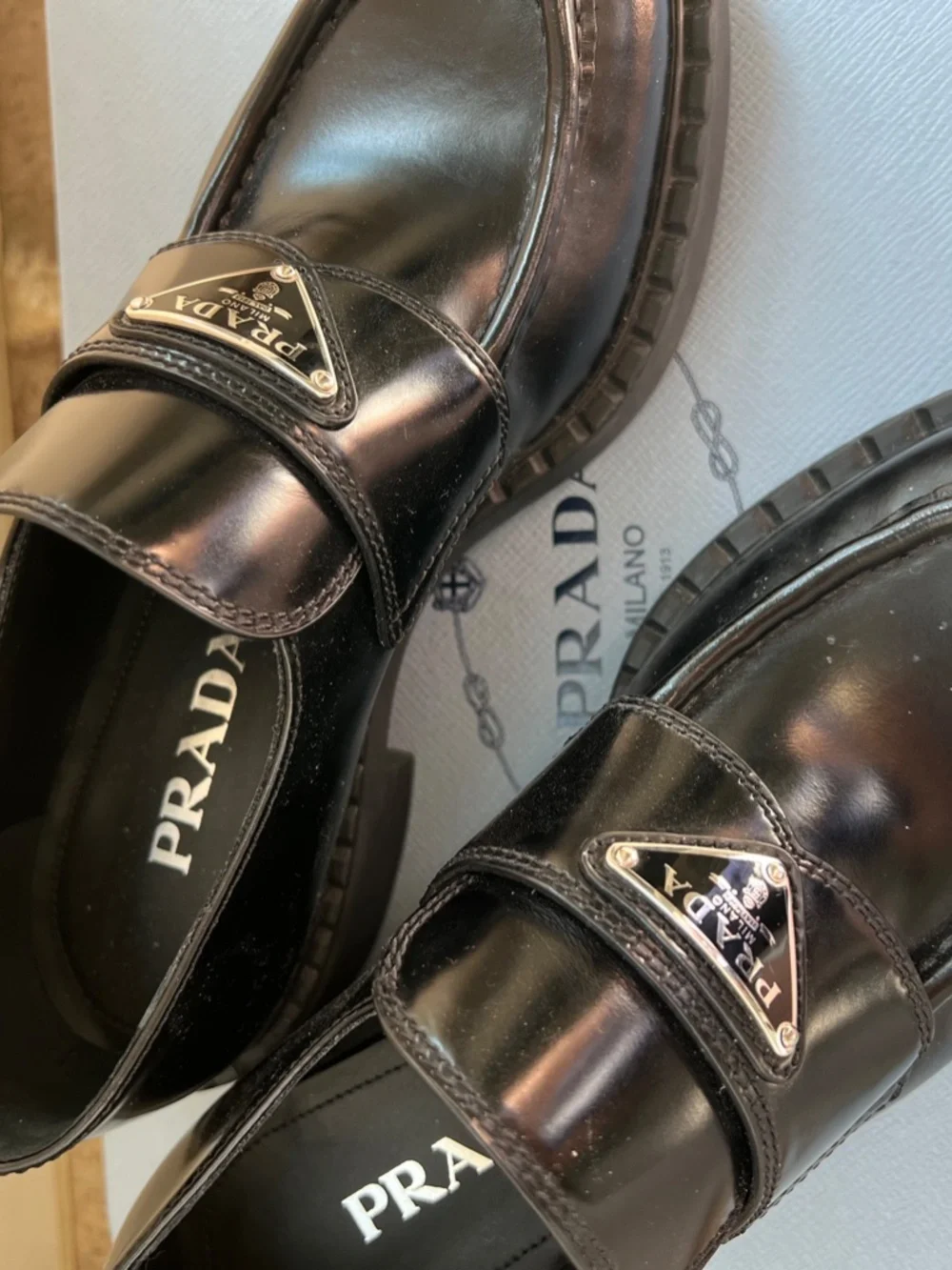 Prada Triangle Logo Patent Leather Loafer